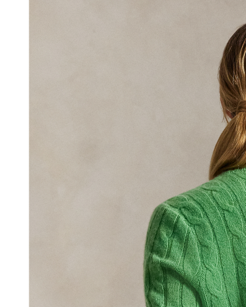 Our unisex cable-knit jumper is a Polo staple dating all the way back to 1973. What hasn't changed is the quality – 100% Italian cashmere – and the seamless way it is knit together. Known as hand-linking, this technique gives the piece an unmistakably attractive shape and soft feel.