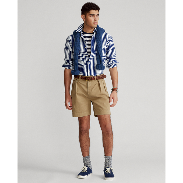 Cut from cotton twill, these pleated shorts are based on a pair of  Ralph Lauren Lauren chinos from the early '90s and feature an archival label at the back.