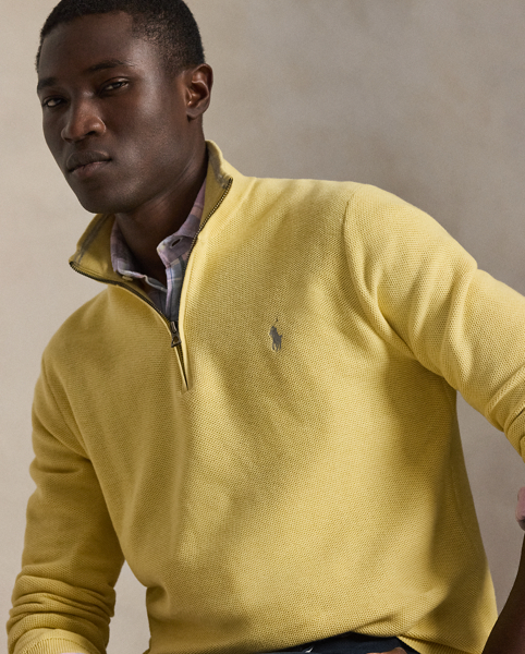 Maglia Piqué in Cotone con Cerniera Ralph Lauren