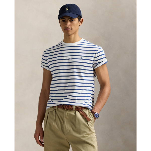 Crafted from soft cotton jersey, this crewneck T-shirt features classic stripes as well as our signature embroidered Pony for a timeless look.