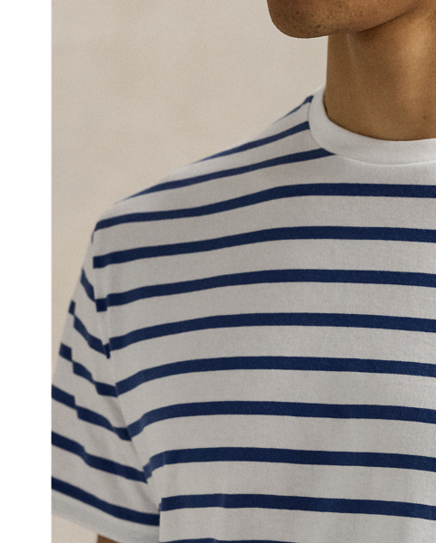 Crafted from soft cotton jersey, this crewneck T-shirt features classic stripes as well as our signature embroidered Pony for a timeless look.