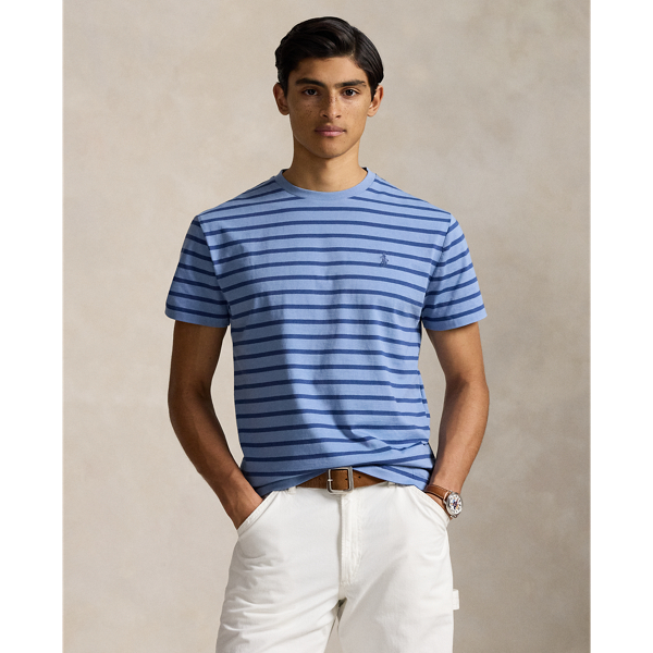 Crafted from soft cotton jersey, this crewneck T-shirt features classic stripes as well as our signature embroidered Pony for a timeless look.
