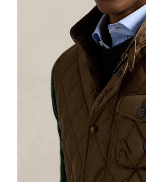 This gilet is crafted from water-repellent fabric and finished with a logo label for a signature Polo touch.