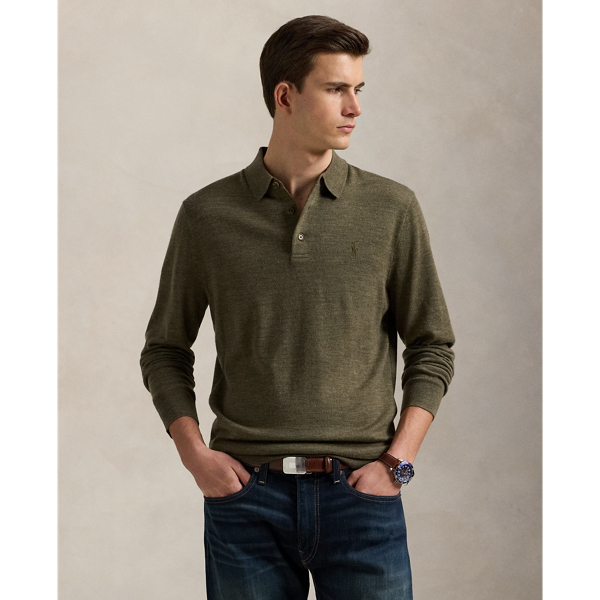 This jumper combines a silhouette inspired by  Ralph Lauren Lauren’s iconic Polo shirt with fine-gauge worsted wool and our signature embroidered Pony.