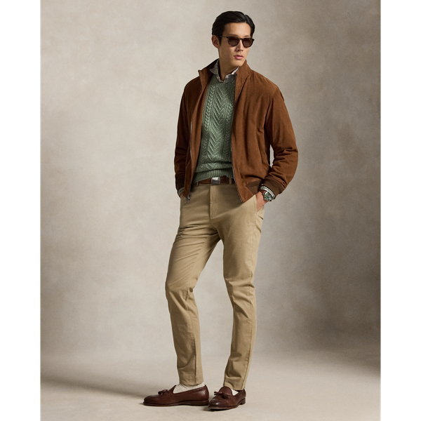 These Slim Fit trousers are crafted with lightweight stretch cotton that's specially treated for an ultrasoft, peached texture.