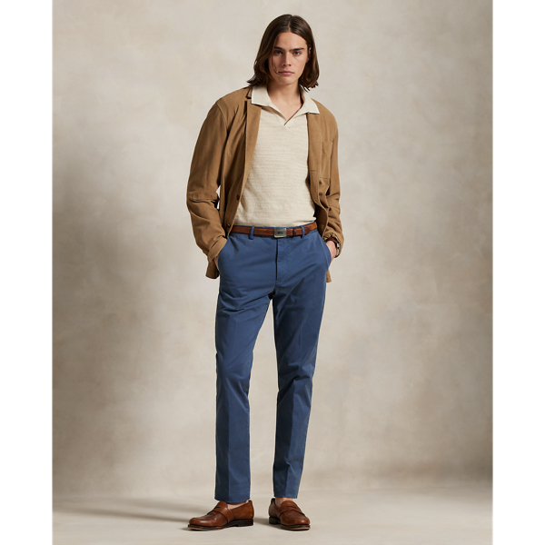 These Slim Fit trousers are crafted with lightweight stretch cotton that's specially treated for an ultrasoft, peached texture.