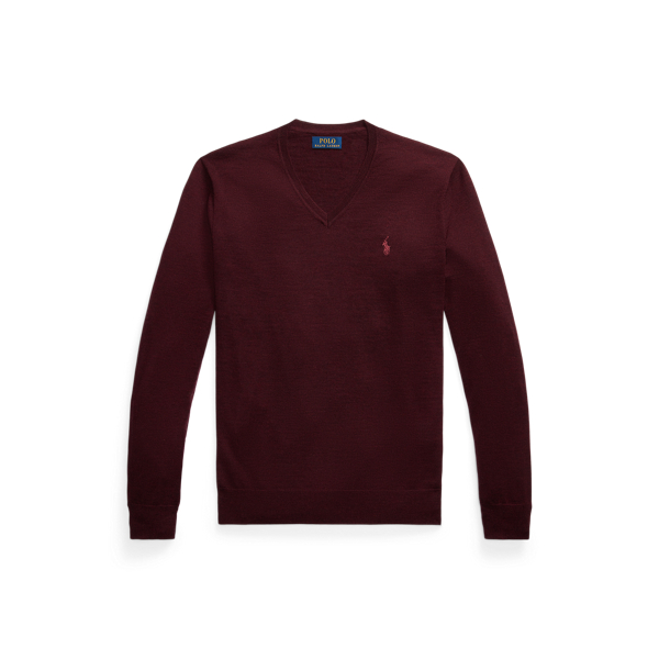 Polo Ralph Lauren Slim Fit Washable Wool V-neck Jumper In Black