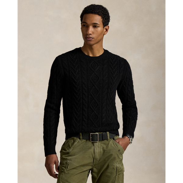 The distinctive patterns that define the classic Aran jumper – a style favoured by 19th-century Irish fishermen for its unparalleled warmth and hard-wearing construction – were originally knit to signify the wearer's family clan. Polo's version, which is made with a wool-and-alpaca hair blend, symbolises the wearer's membership in a different type of group: those who appreciate form, function and enduring style.