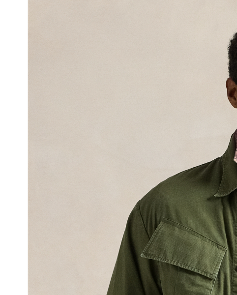This overshirt merges durable cotton ripstop with a utilitarian-inspired silhouette and a special wash treatment that creates a distressed effect.