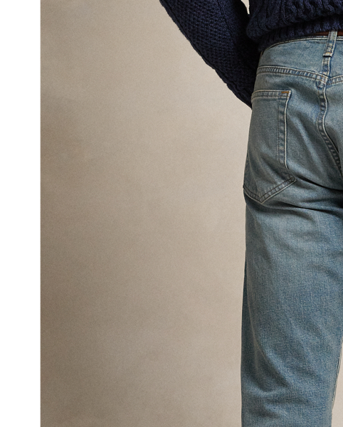 The slim-leg Sullivan features a regular rise and a trim fit through the seat, thigh and knee. This indigo-dyed pair features our signature embroidered Pony and is hand-sanded for a broken-in look.