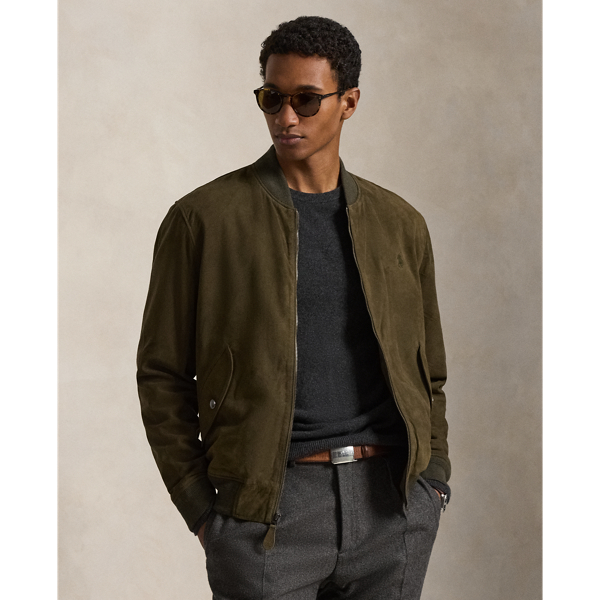 Polo's take on the classic bomber jacket is crafted from velvety suede and finished with a tonal iteration of our signature embroidered Pony.