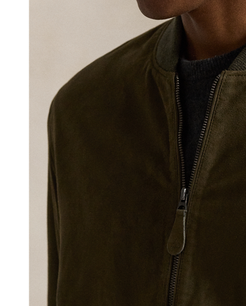 Polo's take on the classic bomber jacket is crafted from velvety suede and finished with a tonal iteration of our signature embroidered Pony.