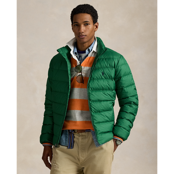 This jacket is crafted from a matte water-repellent fabric and insulated with 650-fill-power down. It also packs into its own pocket for on-the-go convenience.