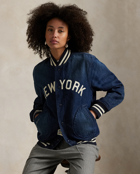 As a boy growing up in the Bronx, Mr Lauren loved going to Yankee Stadium™ to watch his hometown heroes play ball. This unisex jacket celebrates Mr Lauren's long-standing love of the Bronx Bombers™ and the game of baseball with a New York Yankees™ logo patch. Made from classic cotton denim, it features the " Ralph Lauren Lauren" logo rendered in embroidery and appliqués.