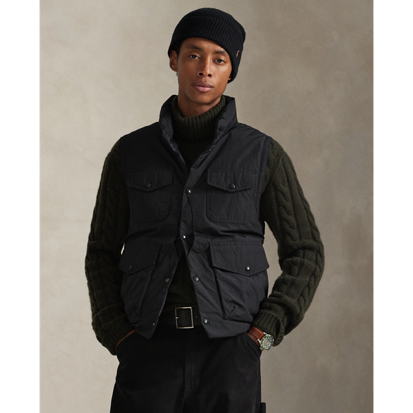 In cotton-blend faille, this gilet is insulated with 650-fill-power down and built with an array of utility pockets.