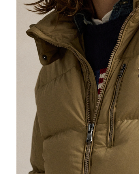 Made from water-repellent ripstop fabric, this jacket is insulated with 650-fill-power down and constructed with a detachable hood.