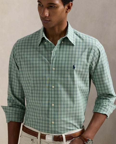 This checked shirt is crafted with stretch cotton poplin and finished with the iconic Polo Pony.