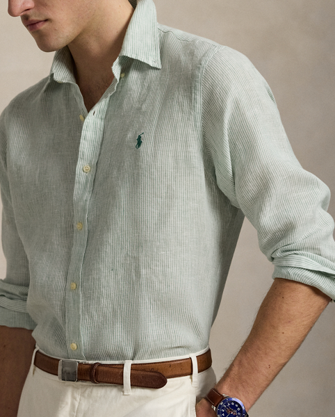 Ultralightweight, breathable linen makes this striped shirt perfectly suited for warm-weather days.