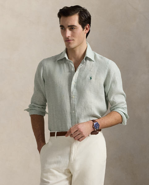 Ultralightweight, breathable linen makes this striped shirt perfectly suited for warm-weather days.