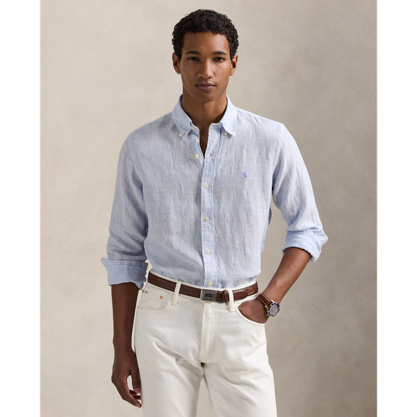 Ultralightweight, breathable linen makes this striped shirt perfectly suited for warm-weather days.