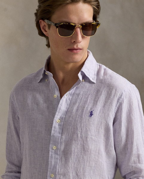 Ultralightweight, breathable linen makes this striped shirt perfectly suited for warm-weather days.