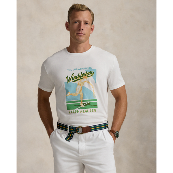 Part of our collection celebrating Wimbledon 2025, this jersey T-shirt features a vintage-inspired tennis player graphic featuring " Ralph Lauren Lauren" and the tournament's logo.