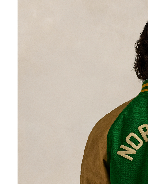 With its wool-blend body, contrasting leather sleeves and striped rib-knit trim, the letterman jacket has been an essential part of the high school and college athlete's wardrobe in the USA for generations. This version features an array of vintage-inspired appliqués and embroidery.