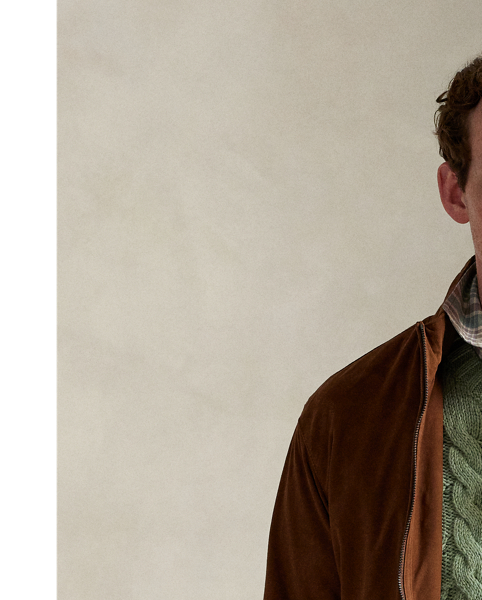 This jacket is crafted with supple suede and lined at the body with stretch jersey for optimal comfort. At the back collar, it features a "Polo by  Ralph Lauren Lauren" logo rendered in the label's original font.