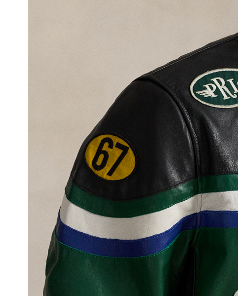 Part of the season's motorsport-inspired collection, this café racer is crafted from washed full-grain leather and updated with a relaxed fit. Signature patches and appliqués give it a dose of high-octane style that's distinctly Polo.