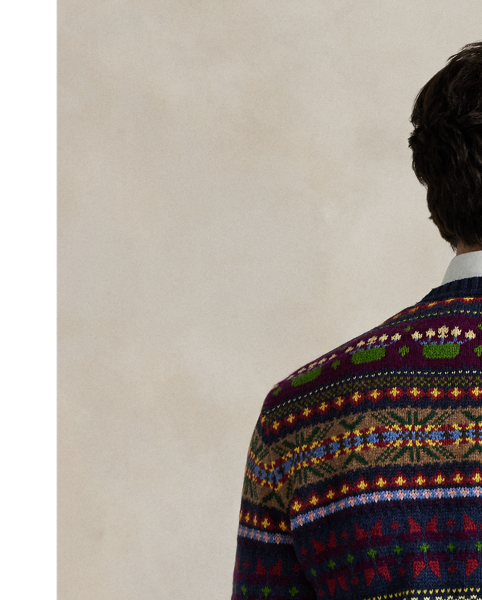 In a blend of cotton, wool and linen, this chunky-knit jumper achieves its vibrant Fair Isle motif with a jacquard-stitch technique and 13 different colours of yarn.
