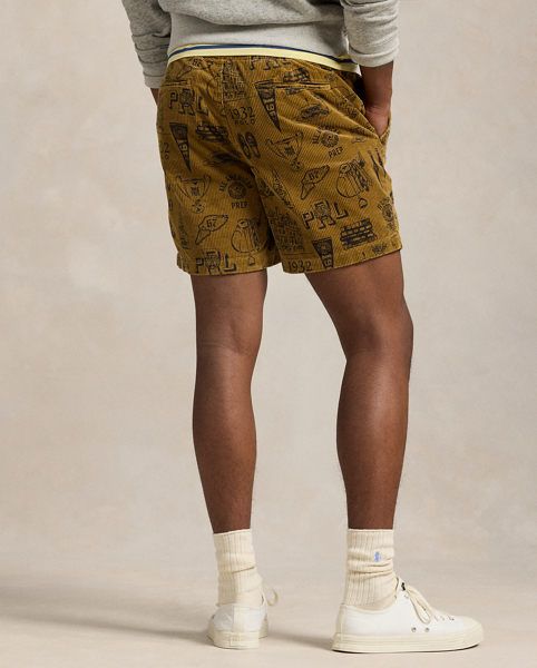 We've brought back these 15 cm inside leg shorts from our archives and updated them with a comfortable drawstring waist and wide-wale cotton corduroy. They are printed with playful illustrations ranging from the 867 Madison Ave. flagship store to The Polo Bar's signature Old Fashioned cocktail.