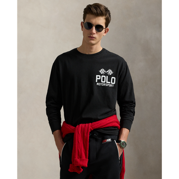 Part of the season's motorsport-inspired collection, this cotton T-shirt is printed with bold signature graphics and checkered racing flags.