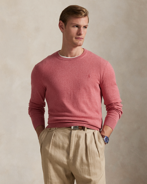 This lightweight crewneck jumper is knit with fine-gauge cotton yarn that's spun with luxurious cashmere. A jersey-stitch technique enhances it soft texture, while our signature embroidered Pony adds an iconic finish.