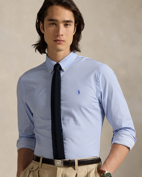 This shirt's poplin fabric combines soft, breathable cotton with extra stretch for added comfort. At the left chest, it is intricately embroidered with our signature Pony for an iconic look.