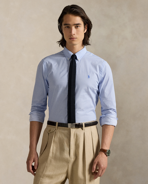 This shirt's poplin fabric combines soft, breathable cotton with extra stretch for added comfort. At the left chest, it is intricately embroidered with our signature Pony for an iconic look.