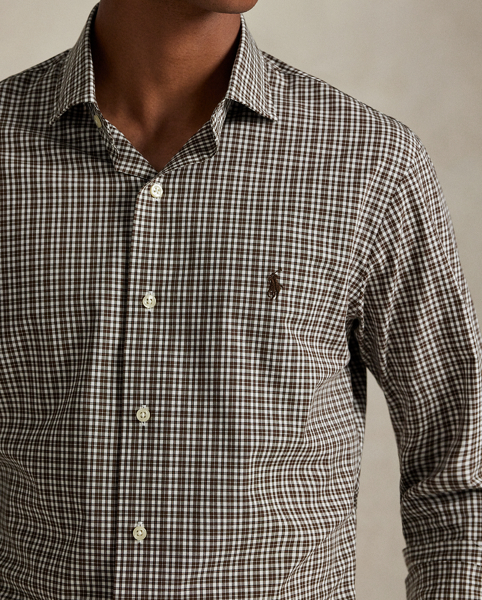 This shirt's poplin fabric combines soft, breathable cotton with extra stretch for added comfort. At the left chest, it is intricately embroidered with our signature Pony for an iconic finish.