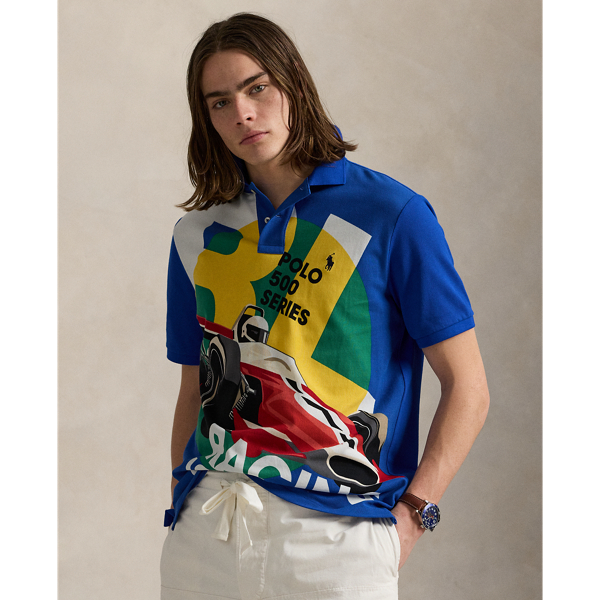 An American style standard since 1972, the Polo shirt has been imitated but never matched. Over the decades, Ralph Lauren Lauren has reimagined his signature style in a wide array of colours and fits, yet all retain the quality and attention to detail of the iconic original. Part of the season's racing-inspired collection, this version features a bold poster-style print that pays homage to motorsports.
