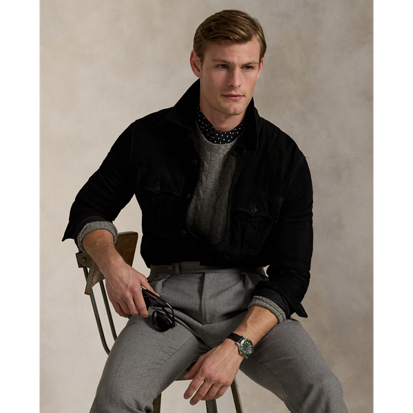 This layer combines a utilitarian-inspired silhouette with lightweight suede for a rugged look that is distinctly Polo.