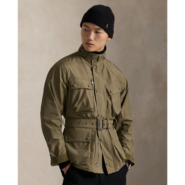 This utility jacket combines a specially constructed three-layer water-repellent shell and sealed seams with a buckled waist, making for a layer that is as functional as it is stylish.