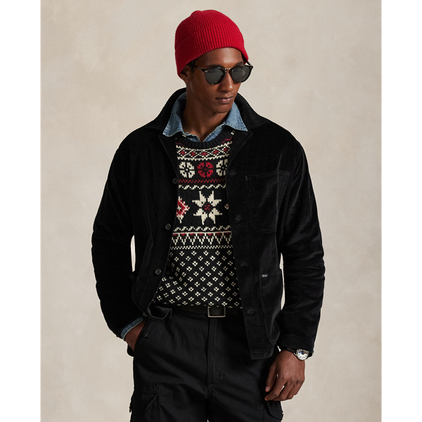 Wide-wale corduroy enhances the rugged nature of this layer's workwear-inspired silhouette.