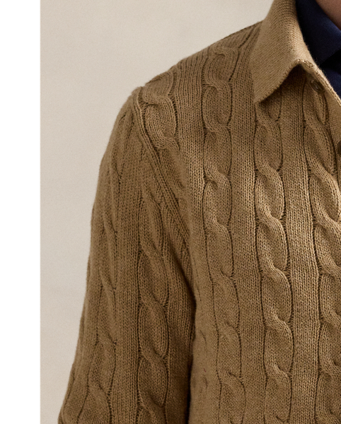 This cardigan features two of Polo's most iconic design elements: a textural cable-knit motif and our signature embroidered Pony.
