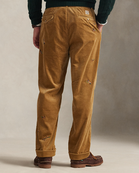 The Whitman offers a classic Polo look courtesy of its relaxed, pleated silhouette. Part of the season's collection inspired by outdoor exploration and adventure, this pair is made from wide-wale cotton corduroy and embroidered with ducks for rustic Polo style.