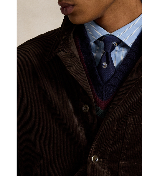 Inspired by French workwear, this hand-detailed jacket is crafted from washed wide-wale corduroy and developed with a multilevel dye process.