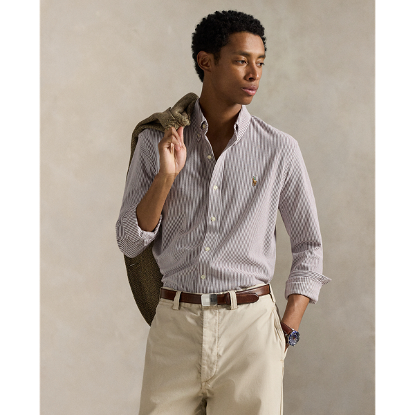 Inspired by two of our icons, this striped button-down combines the look of an oxford with the comfort and ease of our Polo shirt's cotton mesh fabric.