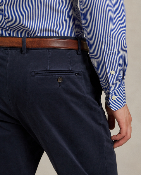 These Slim Fit trousers are crafted with lightweight stretch cotton that's specially treated for an ultrasoft, peached texture.