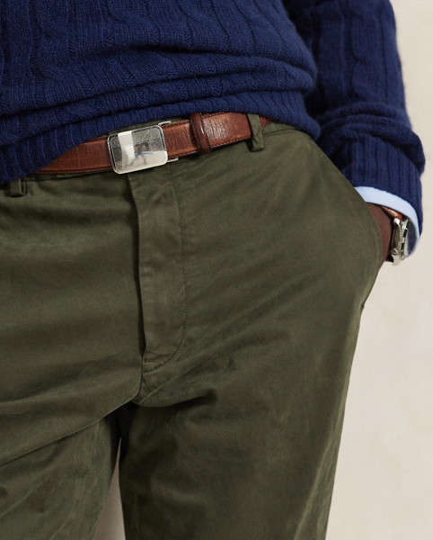 These Slim Fit trousers are crafted with lightweight stretch cotton that's specially treated for an ultrasoft, peached texture.