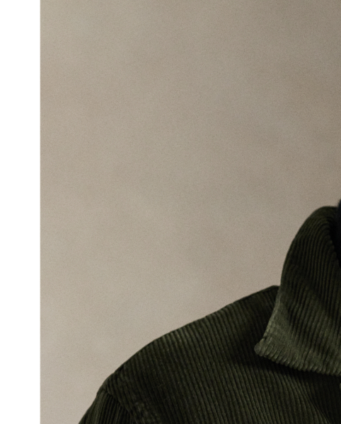 This camp-collar overshirt gets a rustic update with wide-wale corduroy and plaid twill lining.