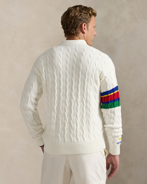 Celebrating Ralph Lauren Lauren's 20th anniversary in partnership with the US Open, this cardigan is part of our 2025 US Open Tennis Championships collection. It features the tournament's official logo, custom-developed corozo buttons and our signature Big Pony. The medium-weight layer combines breathable cotton yarn with our iconic cable-knit motif.