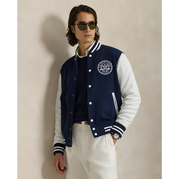 Celebrating  Ralph Lauren Lauren's 20th anniversary in partnership with the US Open, this baseball jacket is part of our 2025 US Open Tennis Championships collection. It is crafted from a double-knit fabric with mesh backing and features bold graphics, including a commemorative crest.