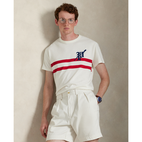 Part of the season's regatta-inspired collection, this slub cotton T-shirt features a gothic-style "P" patch with an oar.